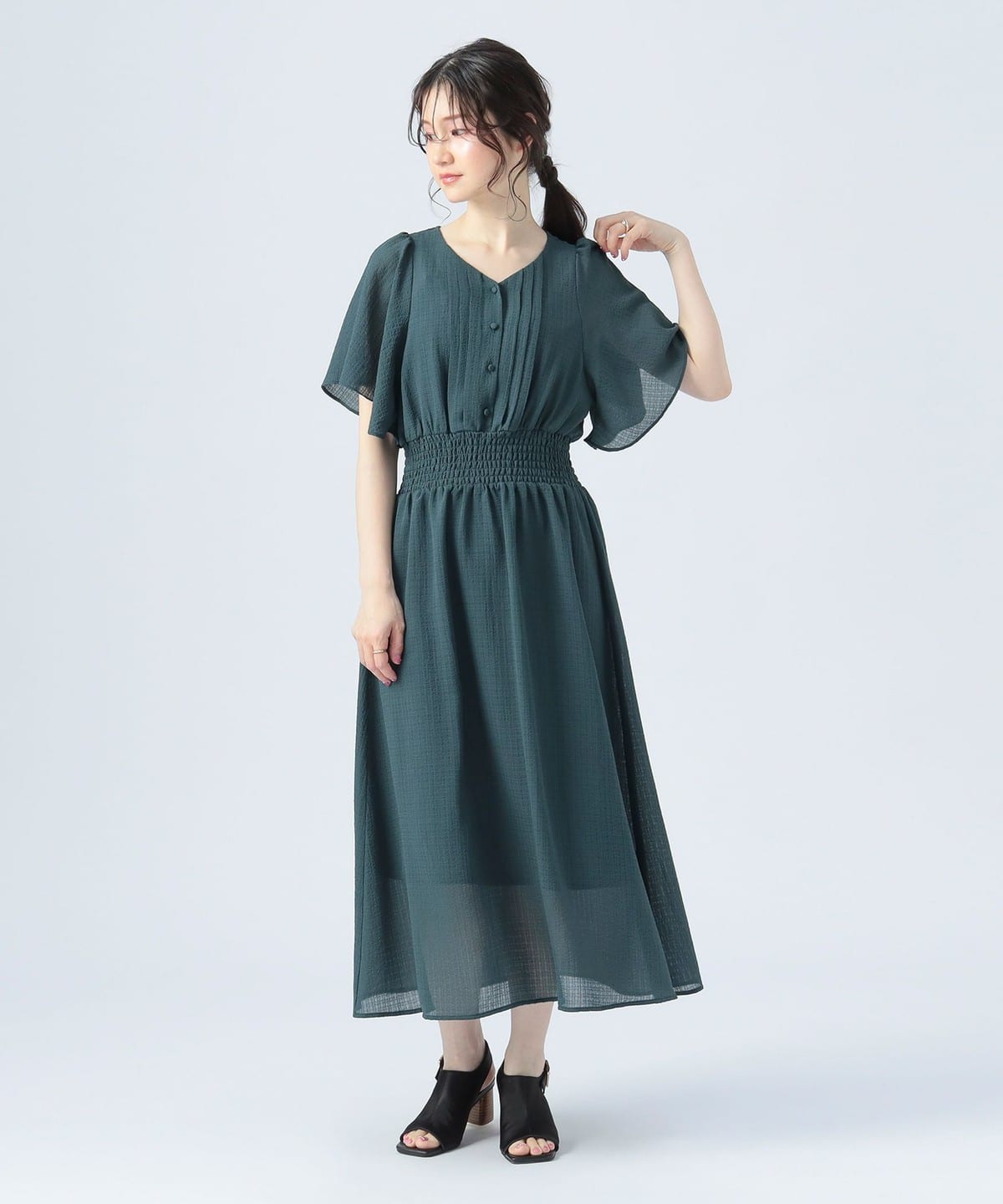 袖フレア ワンピース ワンピース WOMEN GREEN ONE SIZE 袖フレア ワンピース ワンピース WOMEN GREEN ONE SIZE