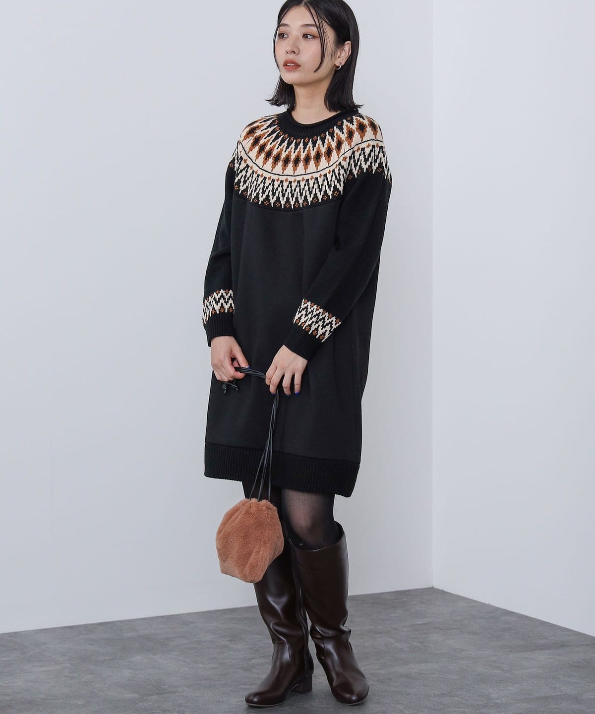 BEAMS HEART（ビームス ハート）ジャカードニット コンビ ワンピース