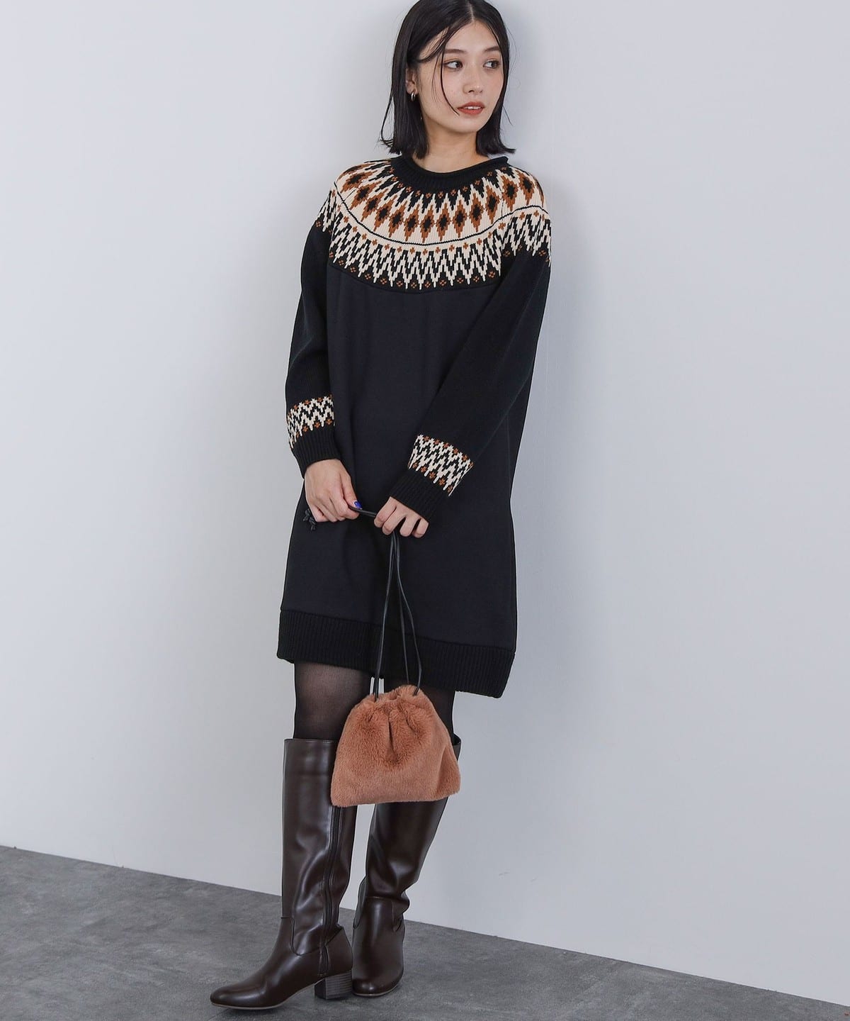 BEAMS HEART（ビームス ハート）ジャカードニット コンビ ワンピース