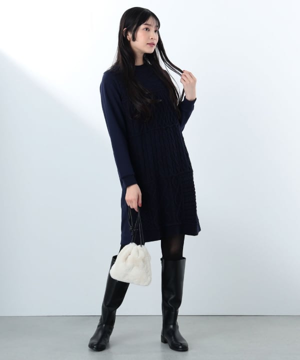 BEAMS HEART ニット　スウェット コンビワンピース BEAMS HEART（ビームス ハート）ニット × スウェット コンビ
