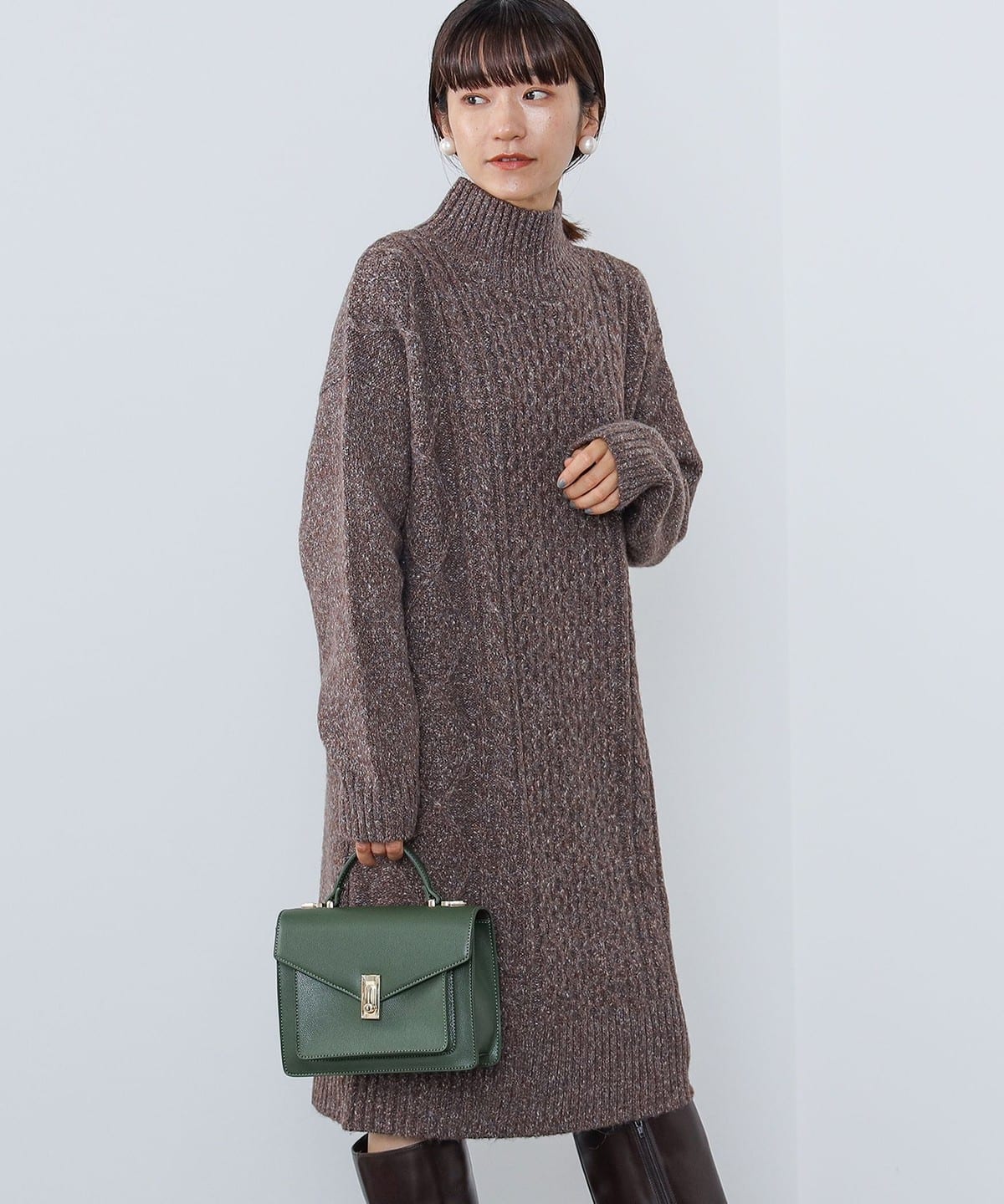 ケーブル編み ニットワンピ―ス ワンピース WOMEN BROWN ONE SIZE ケーブル編み ニットワンピ―ス ワンピース WOMEN BROWN ONE SIZE