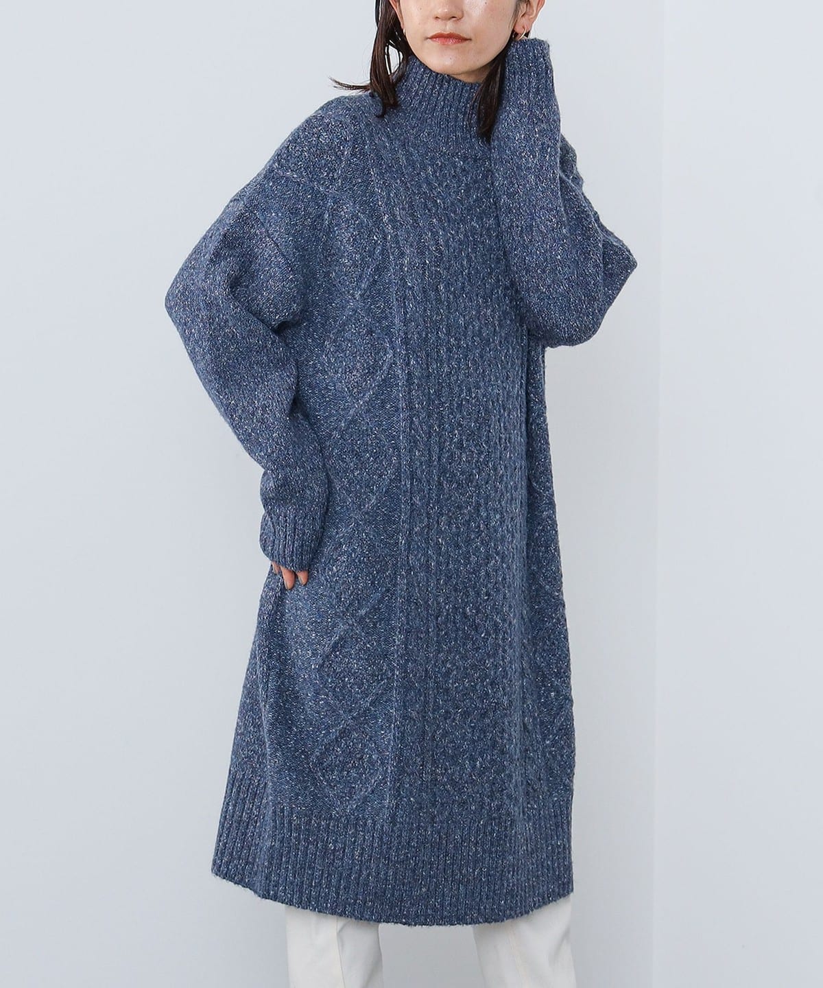 ケーブル編み ニットワンピ―ス ワンピース WOMEN NAVY ONE SIZE ケーブル編み ニットワンピ―ス ワンピース WOMEN NAVY ONE SIZE