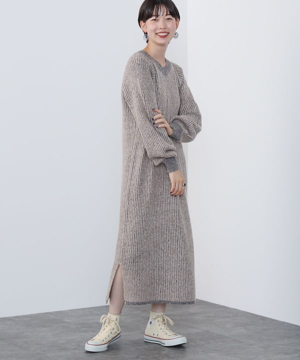 BEAMS HEART (BEAMS HEART) Bicolor Knit Dress (Dress Dress) Available at  BEAMS