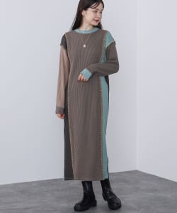 BEAMS HEART / パッチワーク ワッフル ワンピース