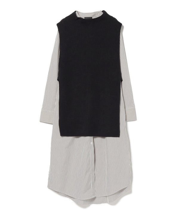 BEAMS HEART (BEAMS HEART) BEAMS HEART / Knit Vest x Shirt Dress