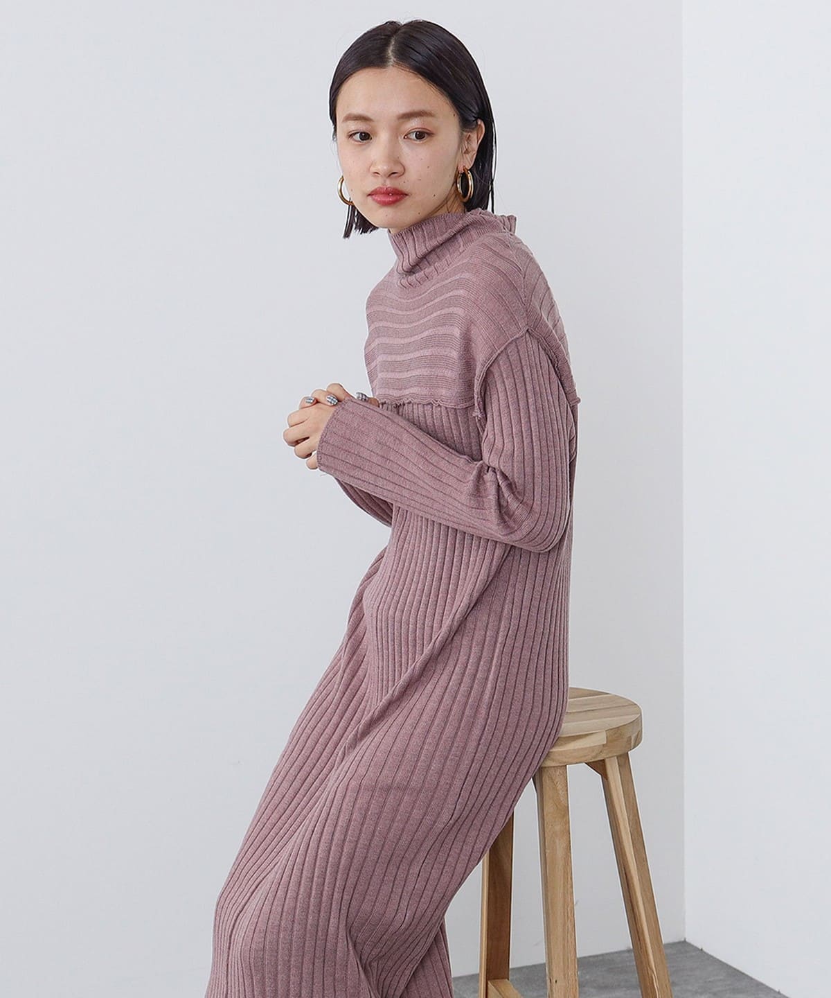 切替 ワイドリブ ワンピース ワンピース WOMEN PURPLE ONE SIZE 切替 ワイドリブ ワンピース ワンピース WOMEN PURPLE ONE SIZE