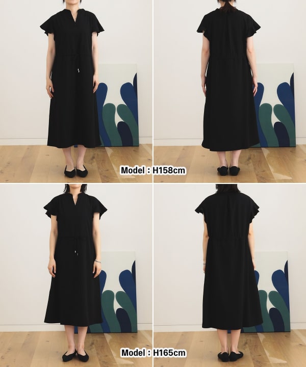 ビームス＊フリルベスト付ワンピース BEAMS HEART（ビームス ハート）袖フリル スキッパー ドロスト