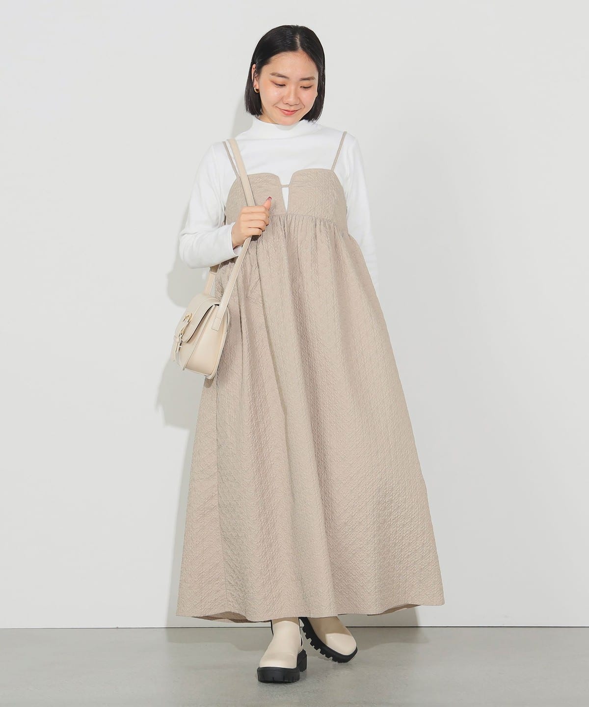ふくれ ワンピース × リブ プルオーバー(セットアイテム) ワンピース WOMEN GREIGE×OFF ONE SIZE ふくれ ワンピース × リブ プルオーバー(セットアイテム) ワンピース WOMEN GREIGE×OFF ONE SIZE