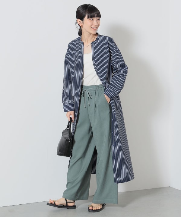 美品】BEAMS ペイズリー柄 シャツ スキッパー ノーカラー