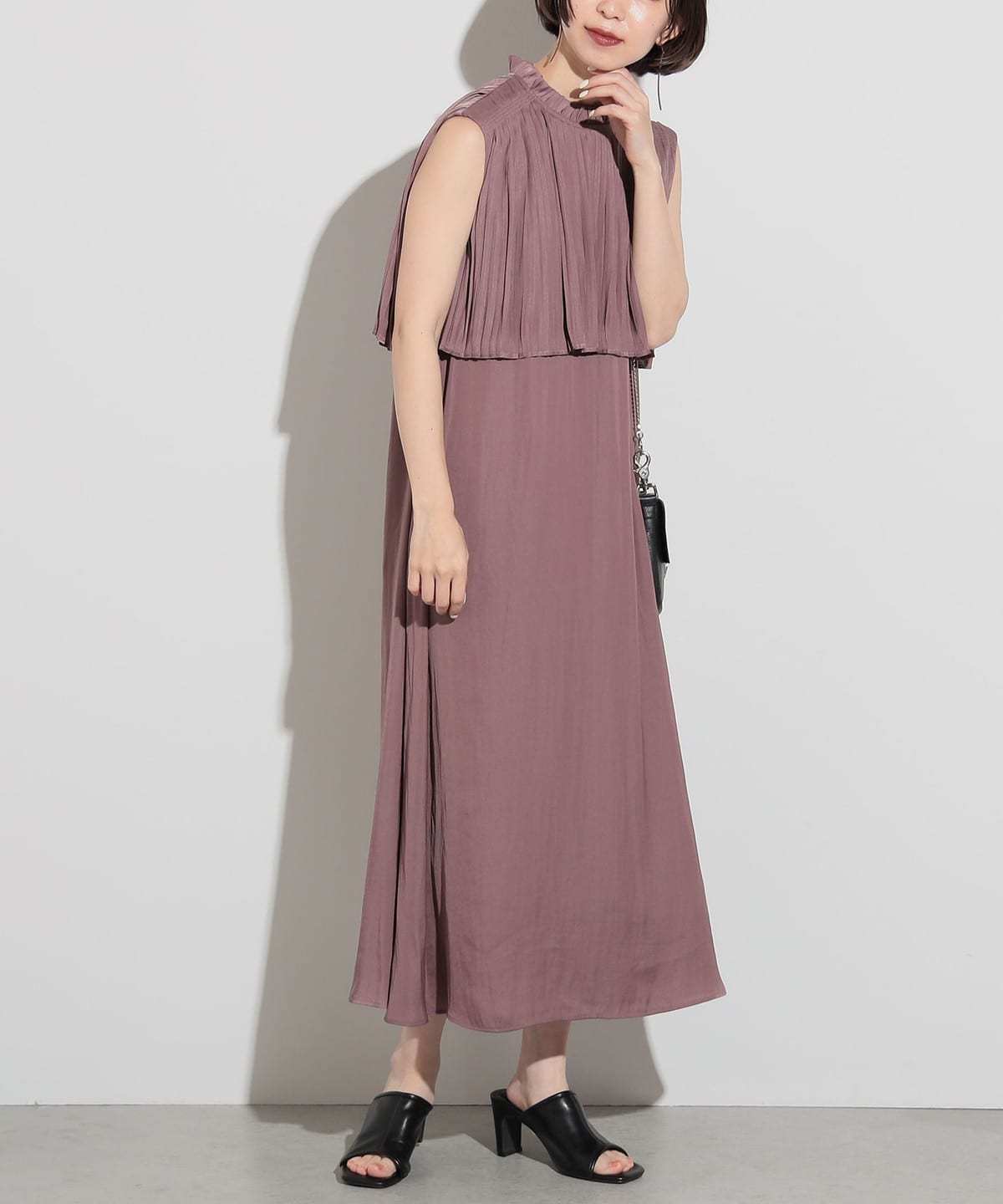 フリルネック プリーツワンピース ワンピース WOMEN SMOKY PINK ONE SIZE フリルネック プリーツワンピース ワンピース WOMEN SMOKY PINK ONE SIZE