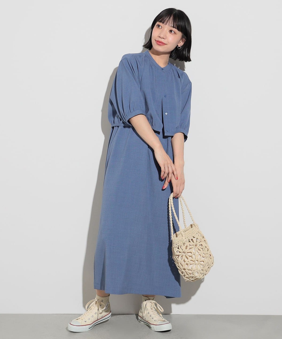 美品]ハートドットプリントラッフルノースリワンピース