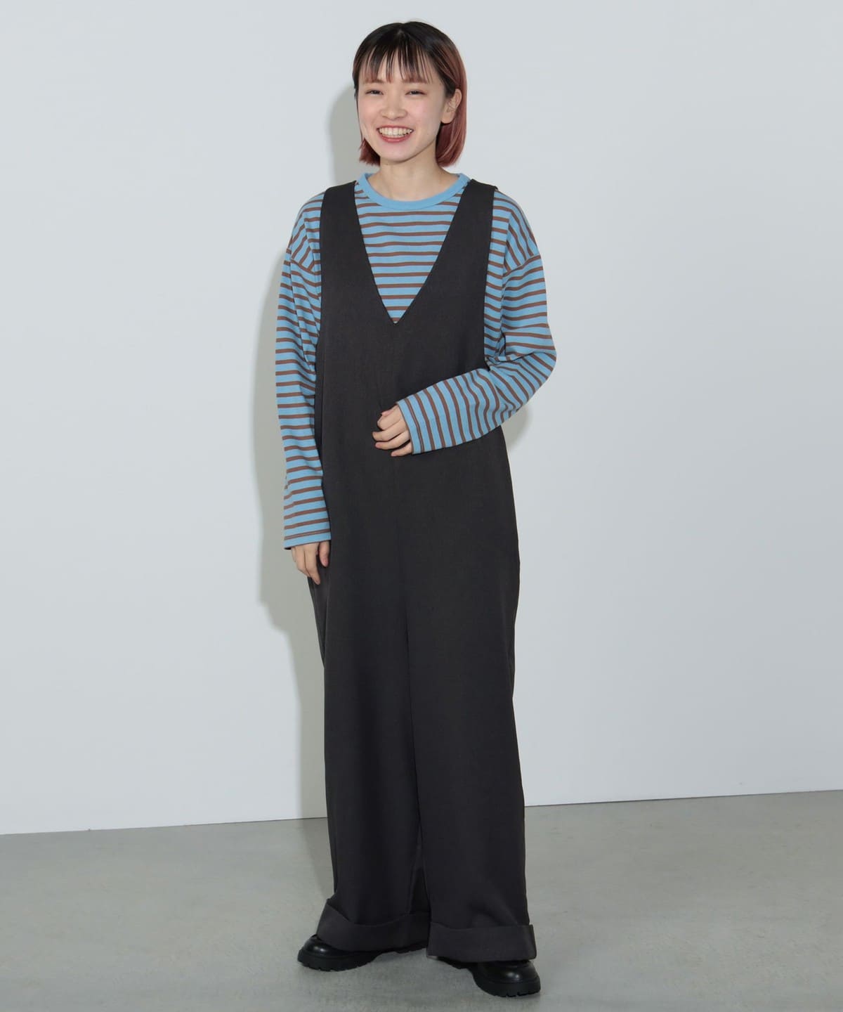 バックツイスト オールインワン パンツ WOMEN CHARCOAL ONE SIZE バックツイスト オールインワン パンツ WOMEN CHARCOAL ONE SIZE