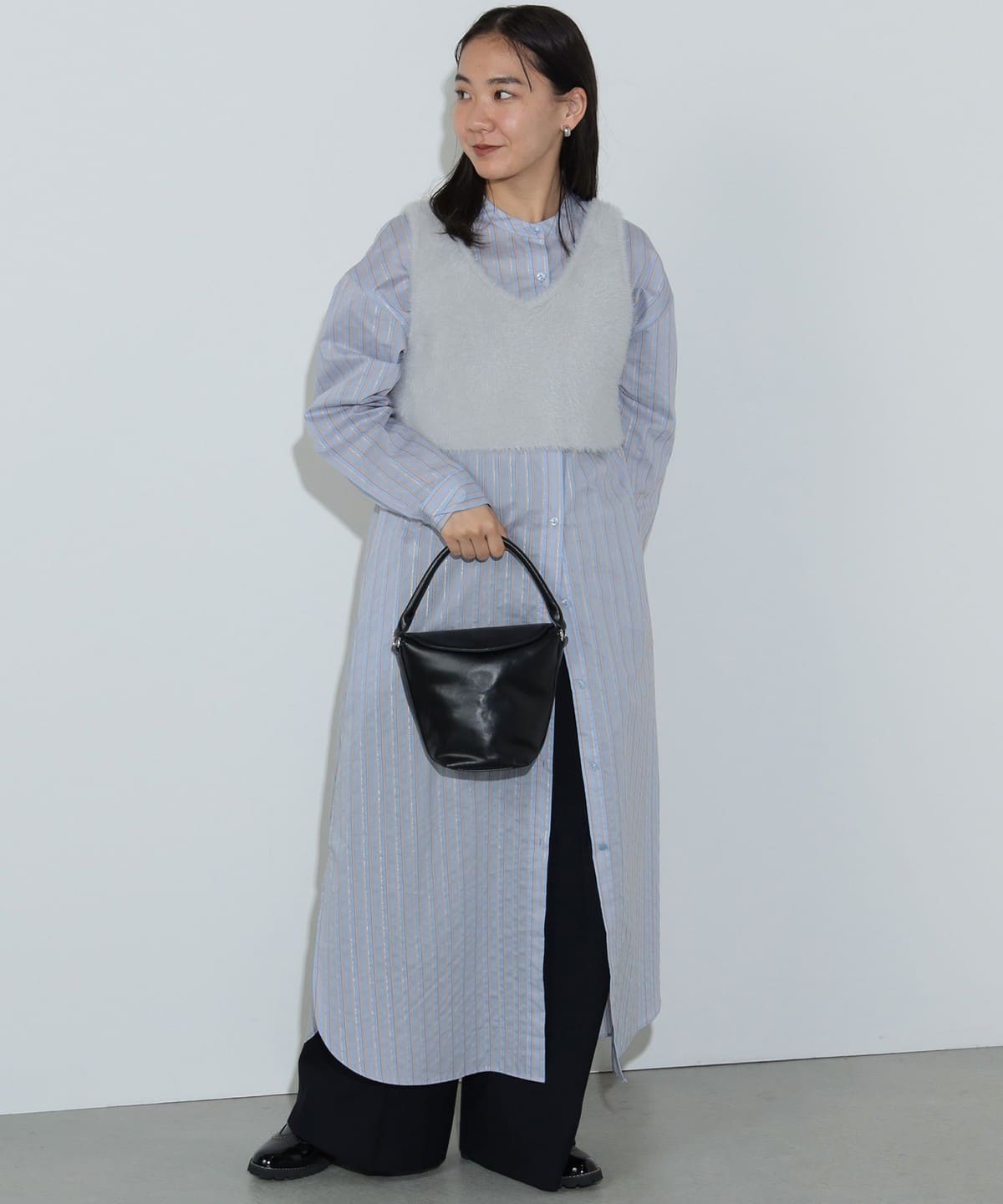 ビスチェ × シャツワンピ―ス(セットアイテム) ワンピース WOMEN SAX×LIGHT GREY ONE SIZE ビスチェ × シャツワンピ―ス(セットアイテム) ワンピース WOMEN SAX×LIGHT GREY ONE SIZE
