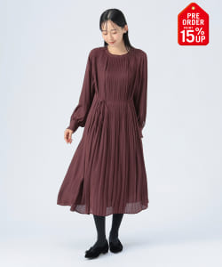 【+15%ポイントUP】クロスケシプリーツ ワンピース（洗濯機可能）