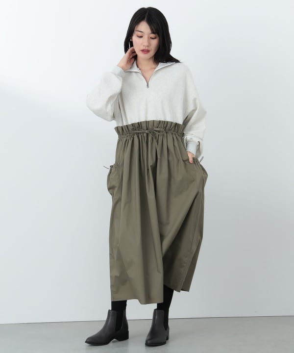 BEAMS HEART(ビームス ハート)異素材 ハーフジップ ワンピース BEAMS HEART(ビームス ハート)異素材 ハーフジップ ワンピース