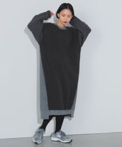 異素材コンビ ボア ワンピース