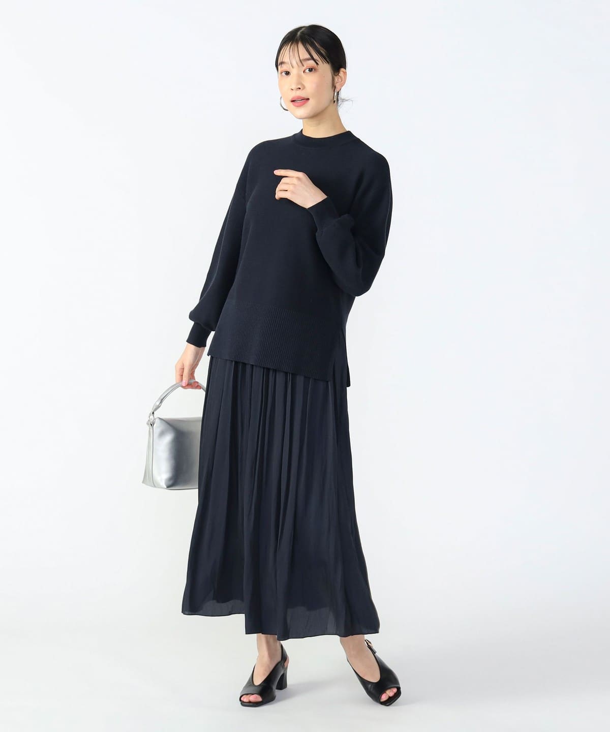 ハイネックプルオーバー × スカート (セットアイテム) ワンピース WOMEN NAVY×NAVY ONE SIZE ハイネックプルオーバー × スカート (セットアイテム) ワンピース WOMEN NAVY×NAVY ONE SIZE