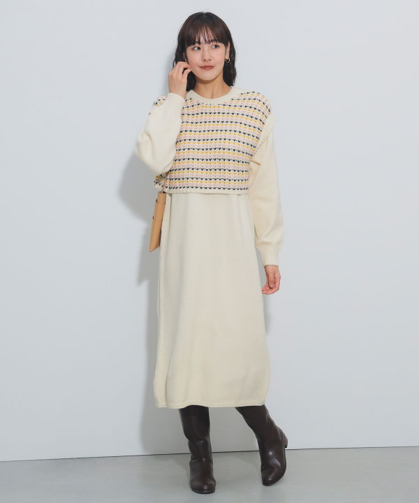 piumハート柄ニットワンピースセット