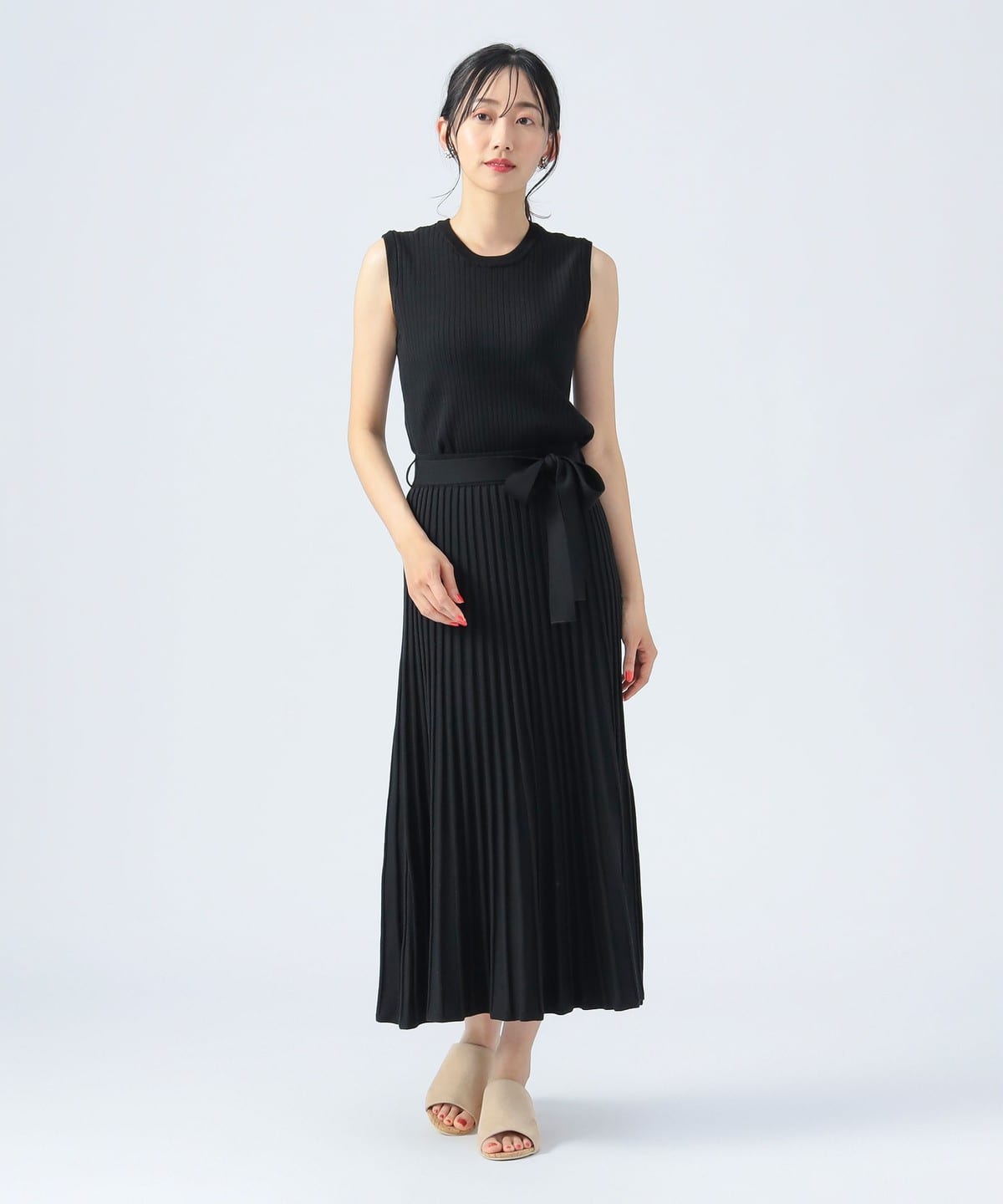 リブニット セットアップ ノースリーブ ワンピース ワンピース WOMEN BLACK M リブニット セットアップ ノースリーブ ワンピース ワンピース WOMEN BLACK M