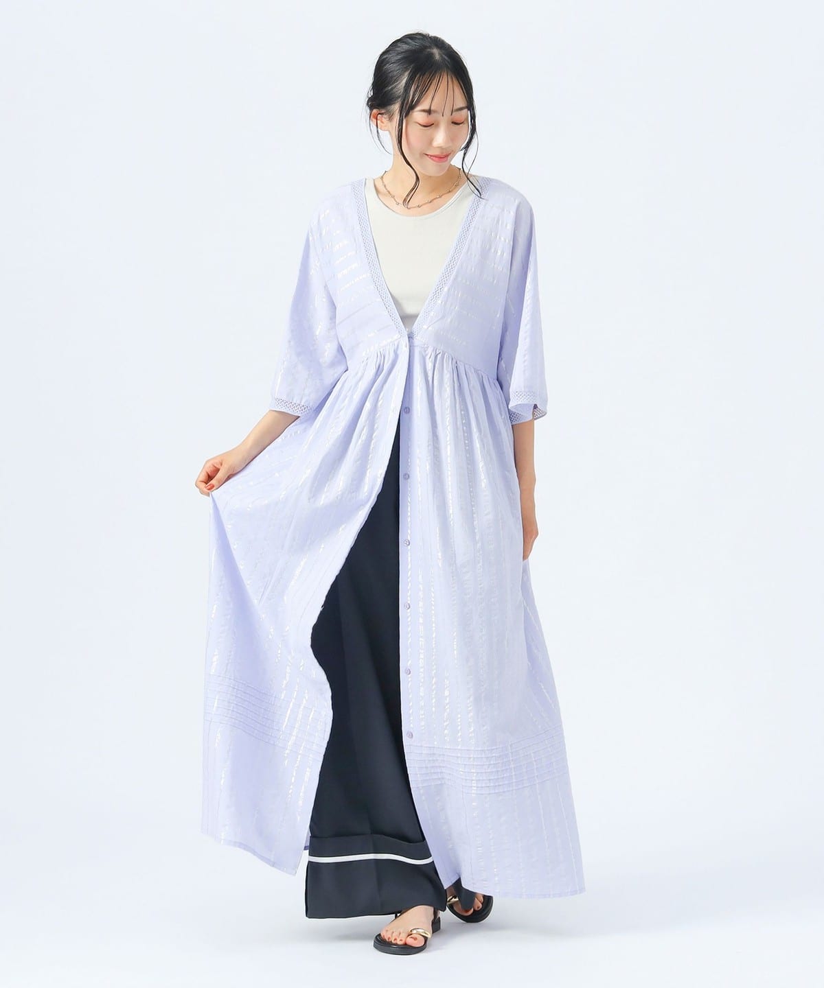 INDIA ラメ ストライプ ワンピース ワンピース WOMEN LAVENDER ONE SIZE INDIA ラメ ストライプ ワンピース ワンピース WOMEN LAVENDER ONE SIZE