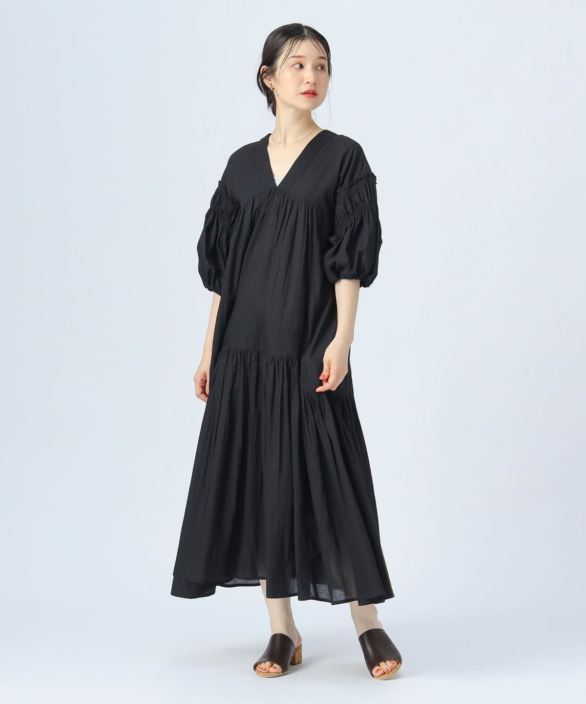 INDIA ティアード ワンピース ワンピース WOMEN BLACK ONE SIZE