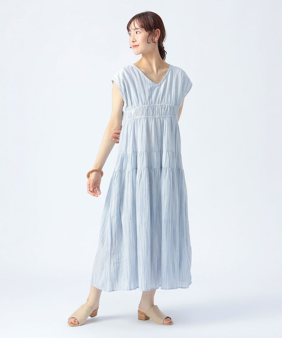インディア ストライプ柄 ノースリーブ ワンピース ワンピース WOMEN BLUE ONE SIZE インディア ストライプ柄 ノースリーブ ワンピース ワンピース WOMEN BLUE ONE SIZE