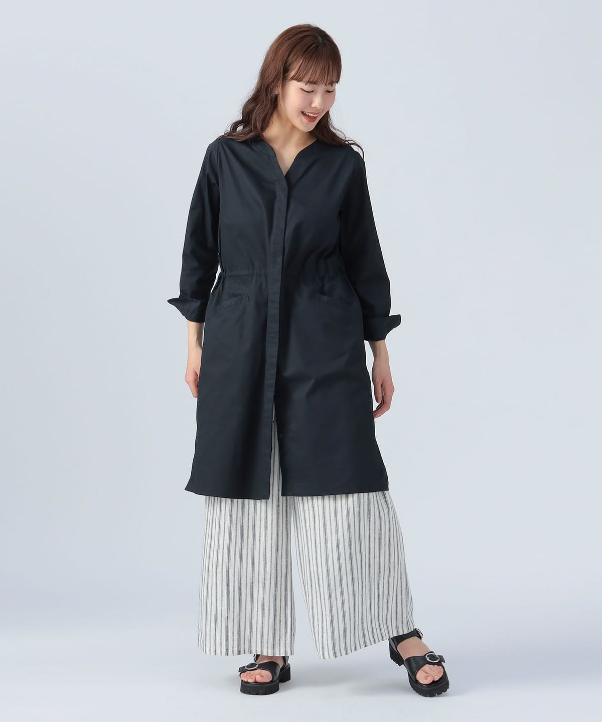 ノーカラー ドロスト コートワンピース ワンピース WOMEN NAVY ONE SIZE ノーカラー ドロスト コートワンピース ワンピース WOMEN NAVY ONE SIZE