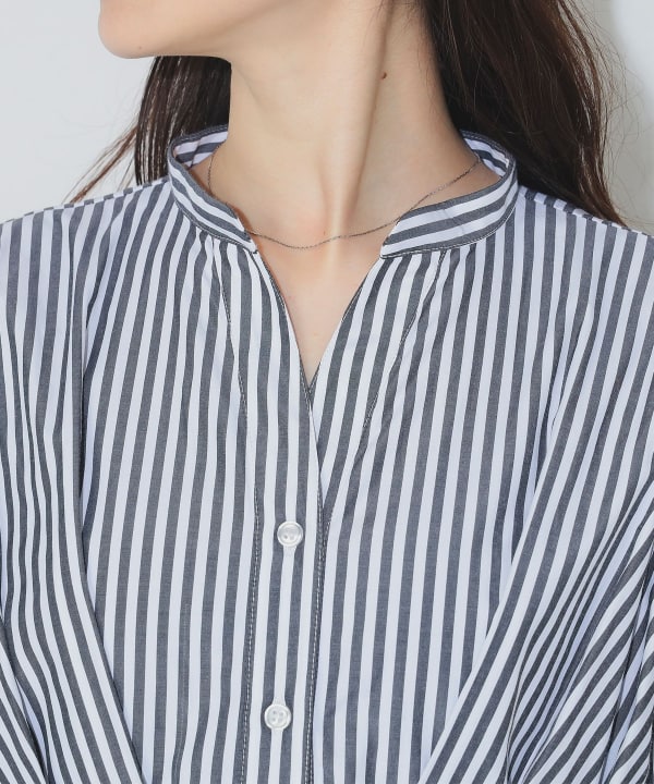 BEAMS HEART ワンピース ストライプシャツ シェイプワンピース