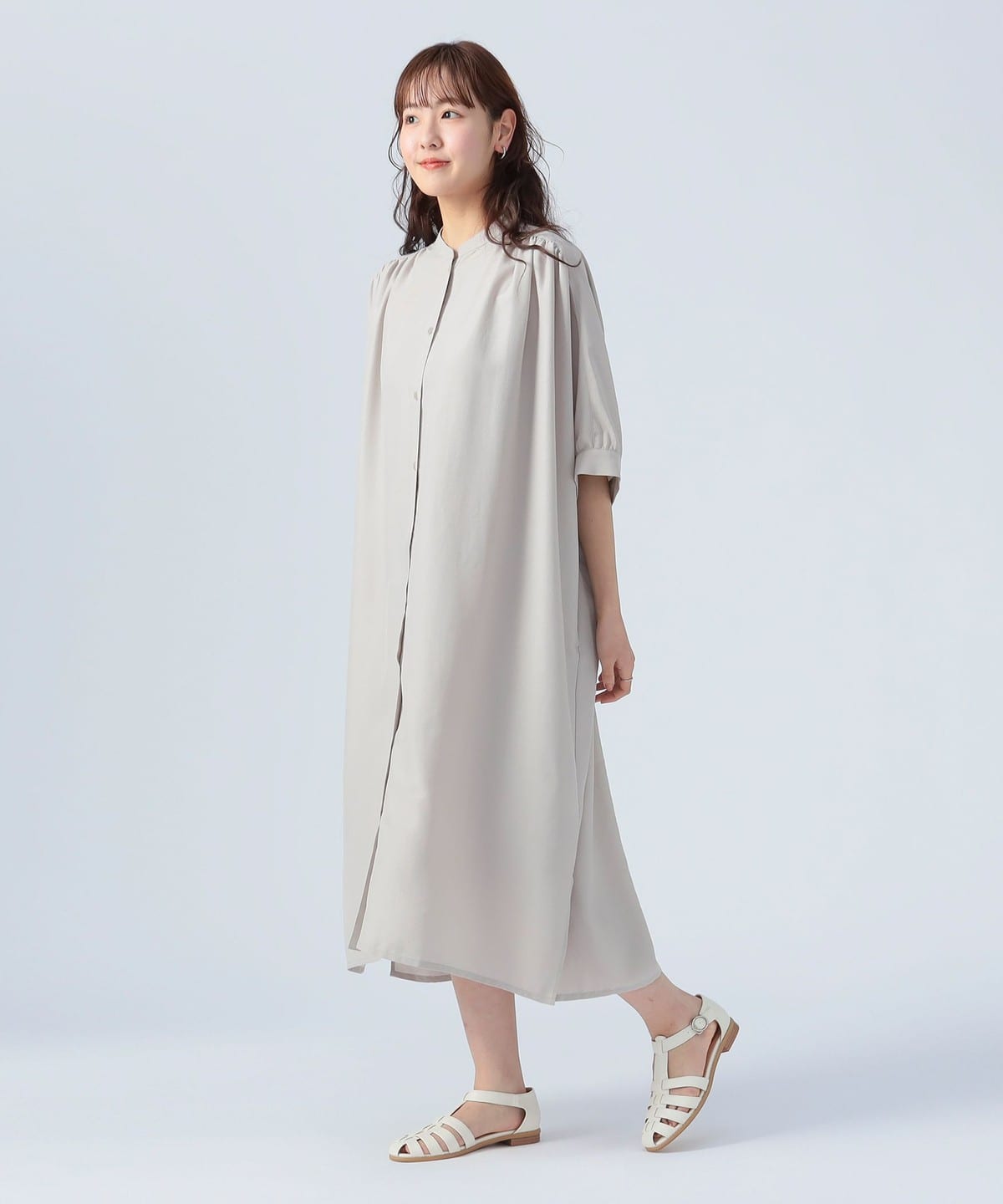 バックギャザー ビッグ シャツワンピース ワンピース WOMEN GREIGE ONE SIZE バックギャザー ビッグ シャツワンピース ワンピース WOMEN GREIGE ONE SIZE
