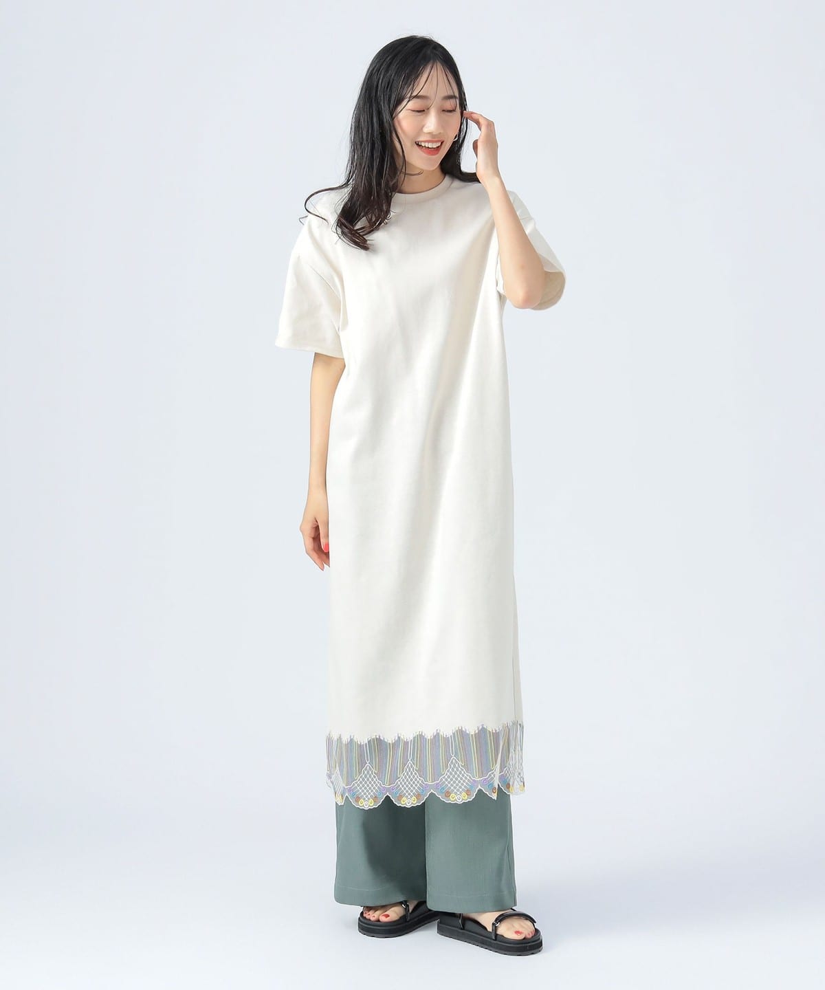裾 スカラレース ワンピース ワンピース WOMEN IVORY ONE SIZE 裾 スカラレース ワンピース ワンピース WOMEN IVORY ONE SIZE