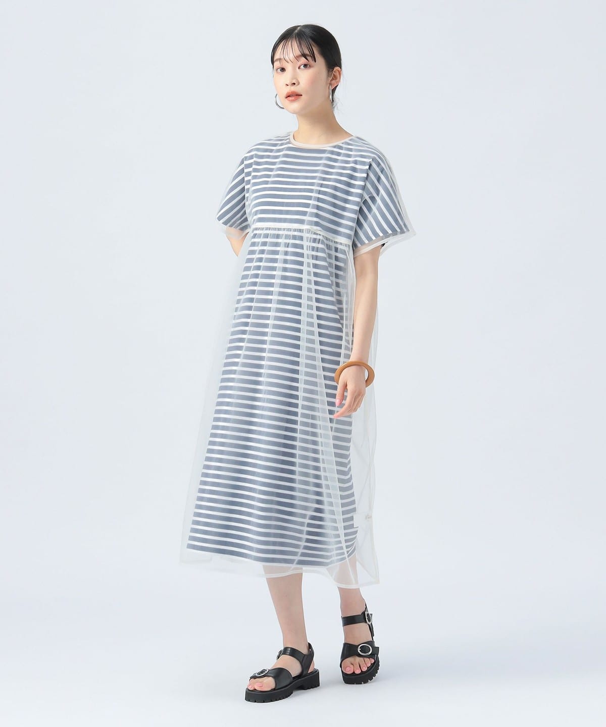 レイヤード ボーダーワンピース(セットアイテム) ワンピース WOMEN OFF×NAVY ONE SIZE レイヤード ボーダーワンピース(セットアイテム) ワンピース WOMEN OFF×NAVY ONE SIZE