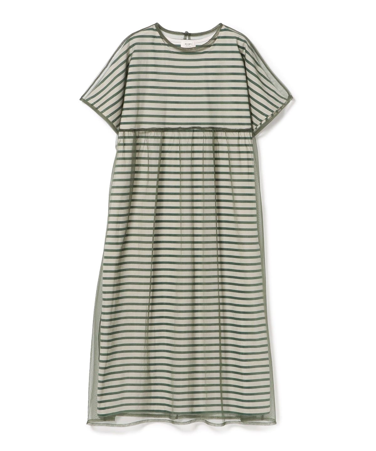 レイヤード ボーダーワンピース(セットアイテム) ワンピース WOMEN DARK GREEN×GREEN ONE SIZE レイヤード ボーダーワンピース(セットアイテム) ワンピース WOMEN DARK GREEN×GREEN ONE SIZE