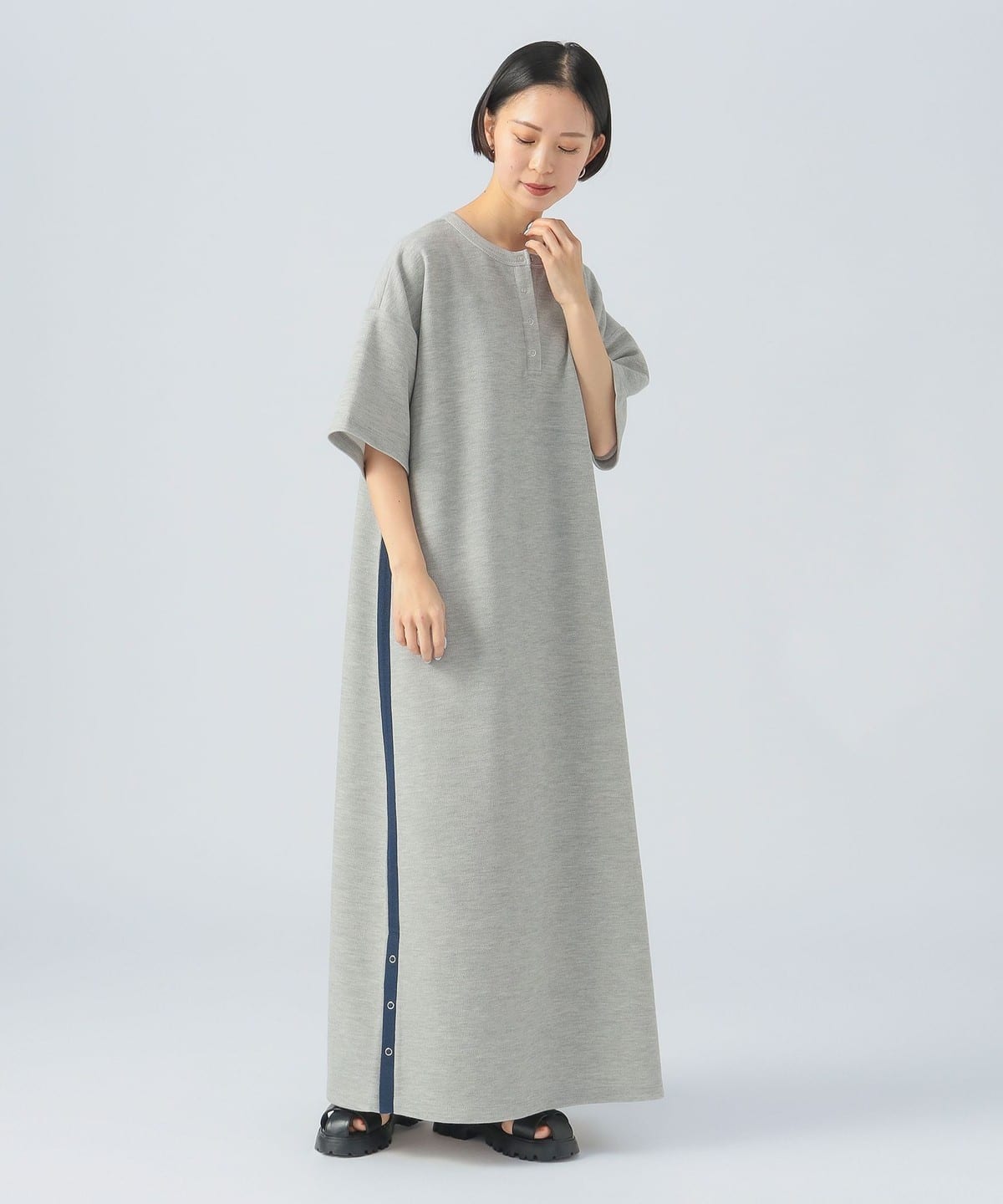 サイドライン ジャージ ワンピース ワンピース WOMEN TOP GREY ONE SIZE サイドライン ジャージ ワンピース ワンピース WOMEN TOP GREY ONE SIZE