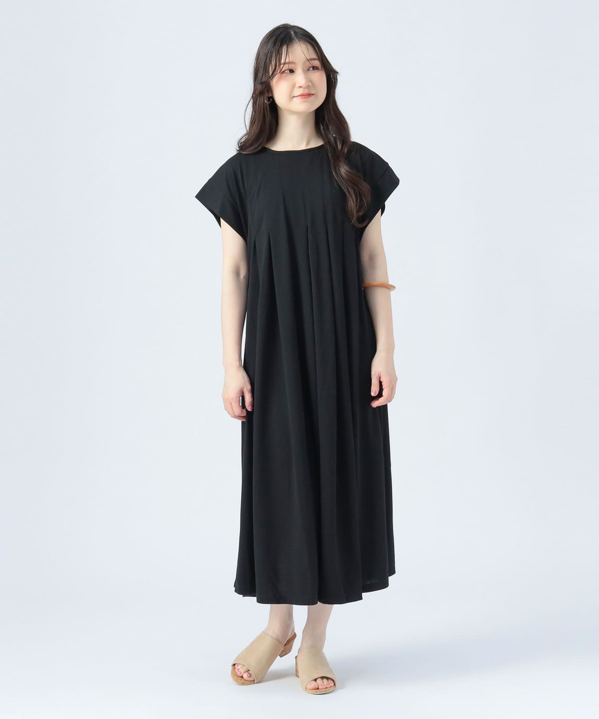タック フレア ワンピース(洗濯可) ワンピース WOMEN BLACK ONE SIZE タック フレア ワンピース(洗濯可) ワンピース WOMEN BLACK ONE SIZE