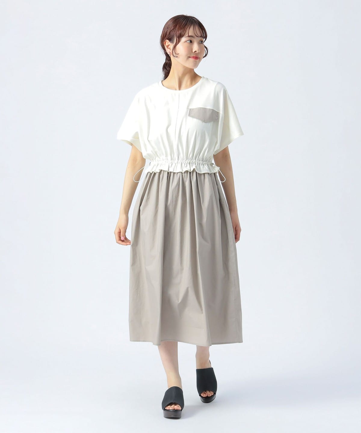 ドッキング 切替 ワンピース ワンピース WOMEN IVORY ONE SIZE ドッキング 切替 ワンピース ワンピース WOMEN IVORY ONE SIZE