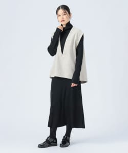 【+15%ポイントUP】ジレ ×リブニット ワンピース（セットアイテム）