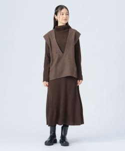 【+15%ポイントUP】ジレ ×リブニット ワンピース（セットアイテム）