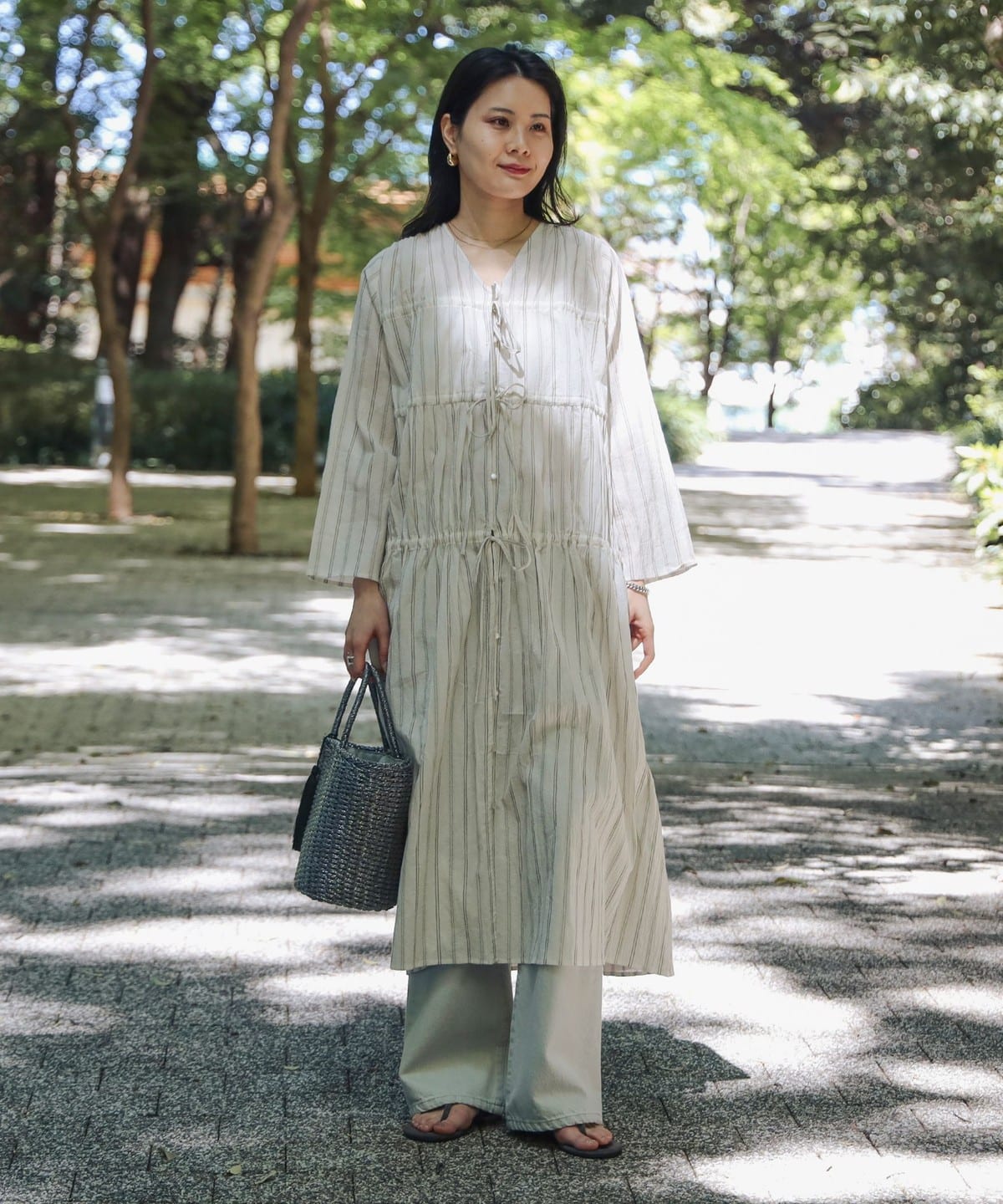 【タイムセール】シアー ストライプ リボン ワンピース ワンピース WOMEN IVORY ONE SIZE 【タイムセール】シアー ストライプ リボン ワンピース ワンピース WOMEN IVORY ONE SIZE