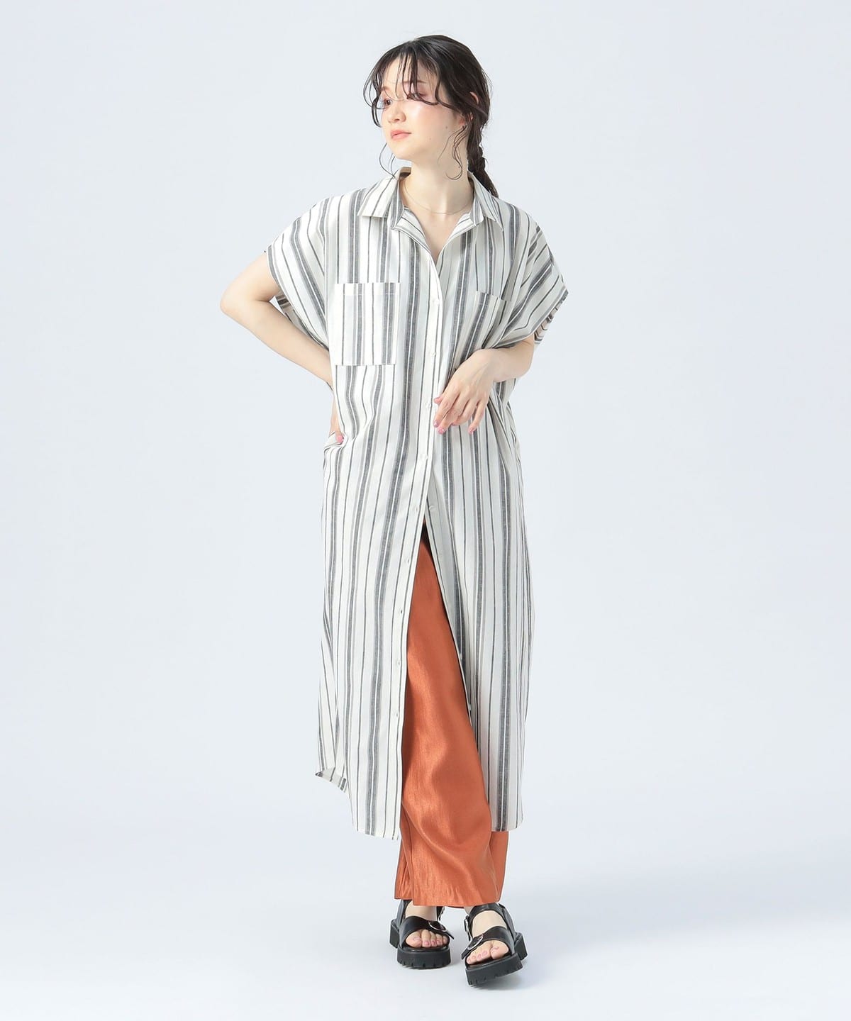 オーバーショルダー ワンピース ワンピース WOMEN GREY STRIPE ONE SIZE オーバーショルダー ワンピース ワンピース WOMEN GREY STRIPE ONE SIZE