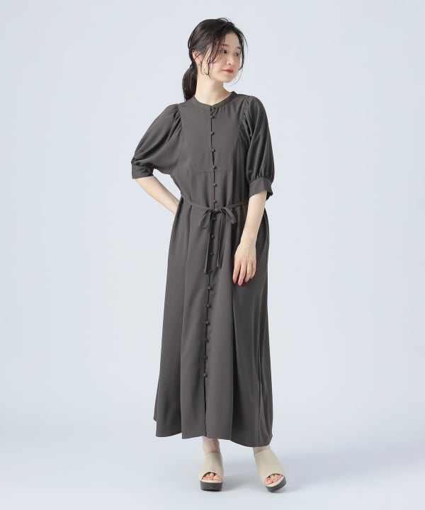 新品タグ付き　リネンライクギャザー切替ワンピース Sikuten リネン切り替えギャザーワンピース | イロアセナイ