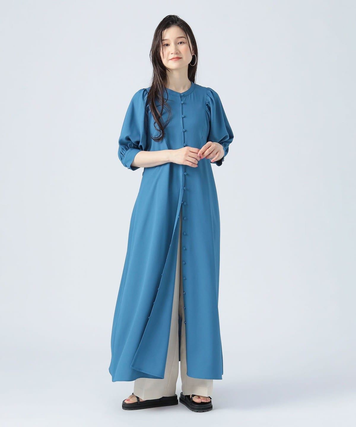 BEAMS HEART（ビームス ハート）リネンライク ギャザー ワンピース