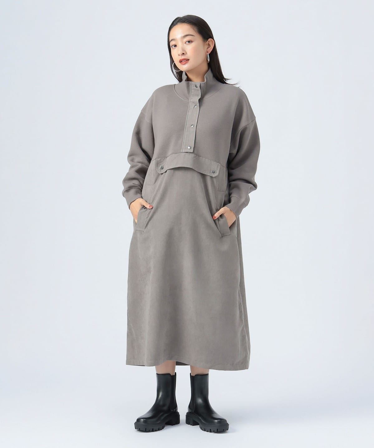 異素材 ジップ ワンピース ワンピース WOMEN MOCHA ONE SIZE