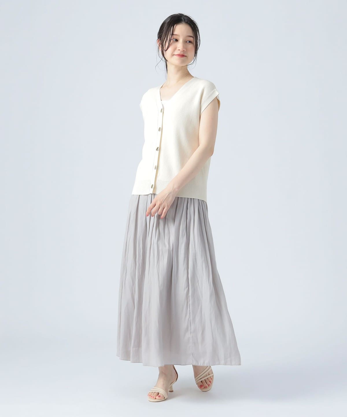 【6/5新規値下げ】ニットベスト × ギャザースカート(セットアイテム) ワンピース WOMEN OFF×GREIGE ONE SIZE 【6/5新規値下げ】ニットベスト × ギャザースカート(セットアイテム) ワンピース WOMEN OFF×GREIGE ONE SIZE