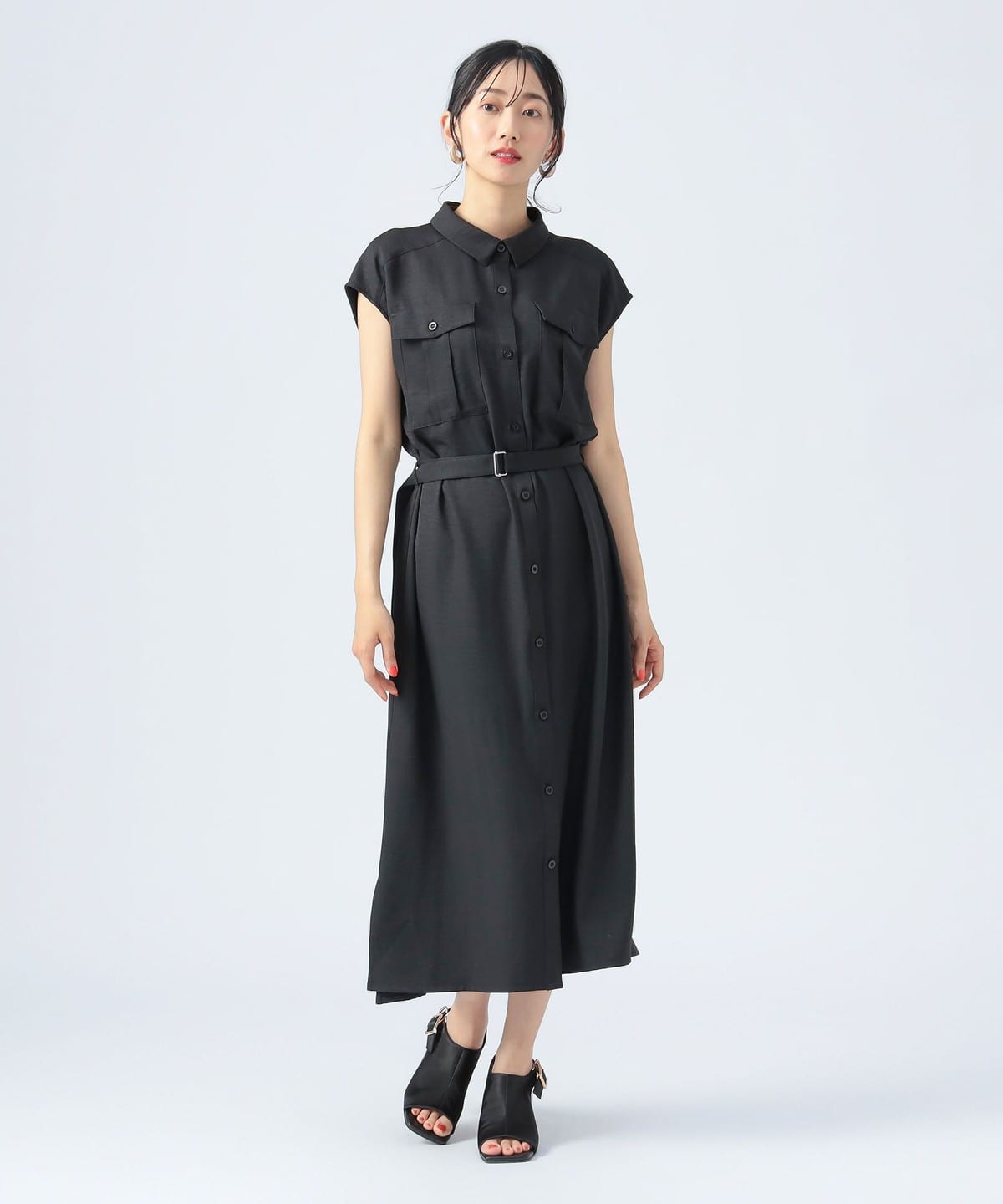 サファリ ワンピース(洗濯可) ワンピース WOMEN BLACK ONE SIZE サファリ ワンピース(洗濯可) ワンピース WOMEN BLACK ONE SIZE