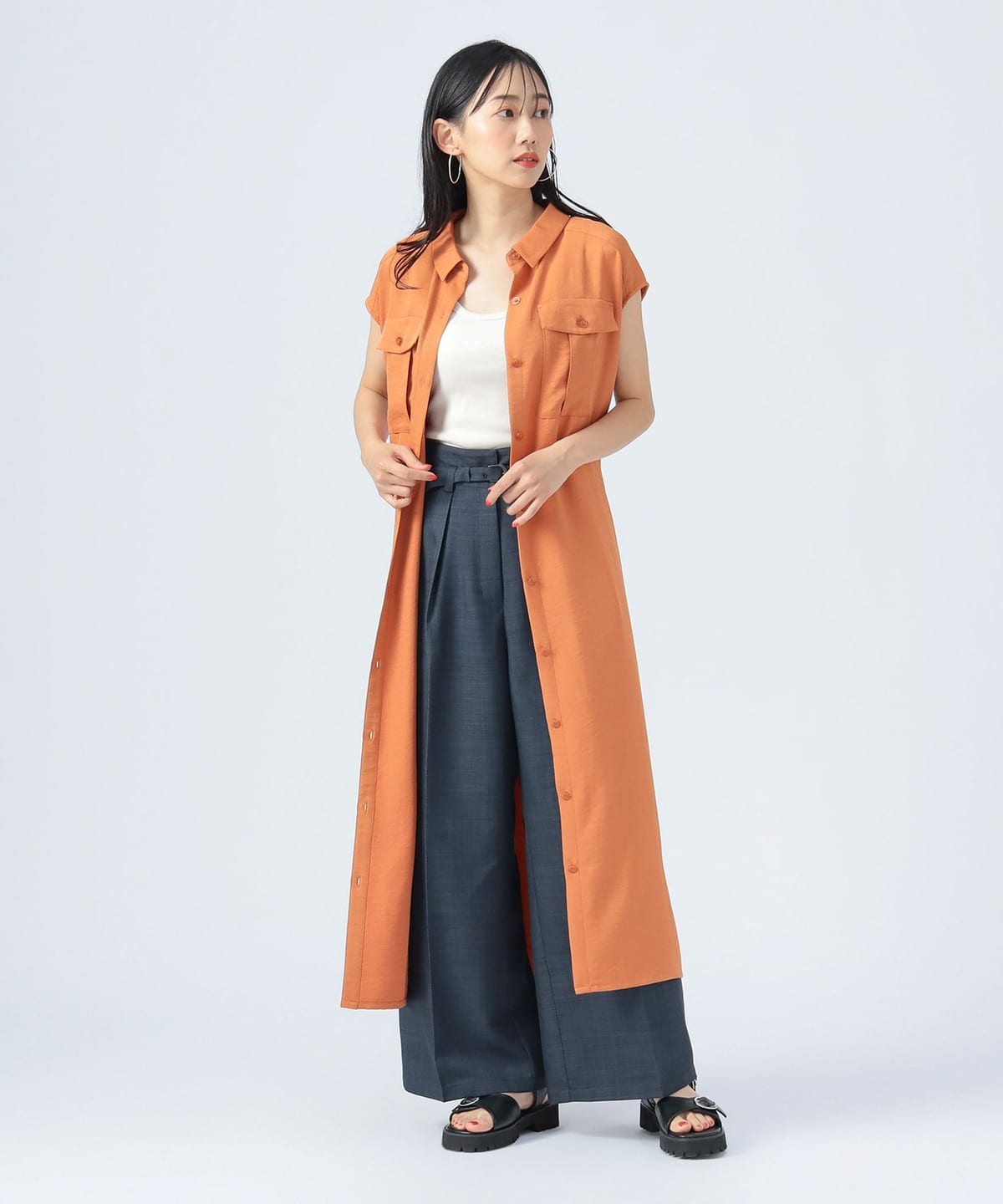 サファリ ワンピース(洗濯可) ワンピース WOMEN ORANGE ONE SIZE サファリ ワンピース(洗濯可) ワンピース WOMEN ORANGE ONE SIZE