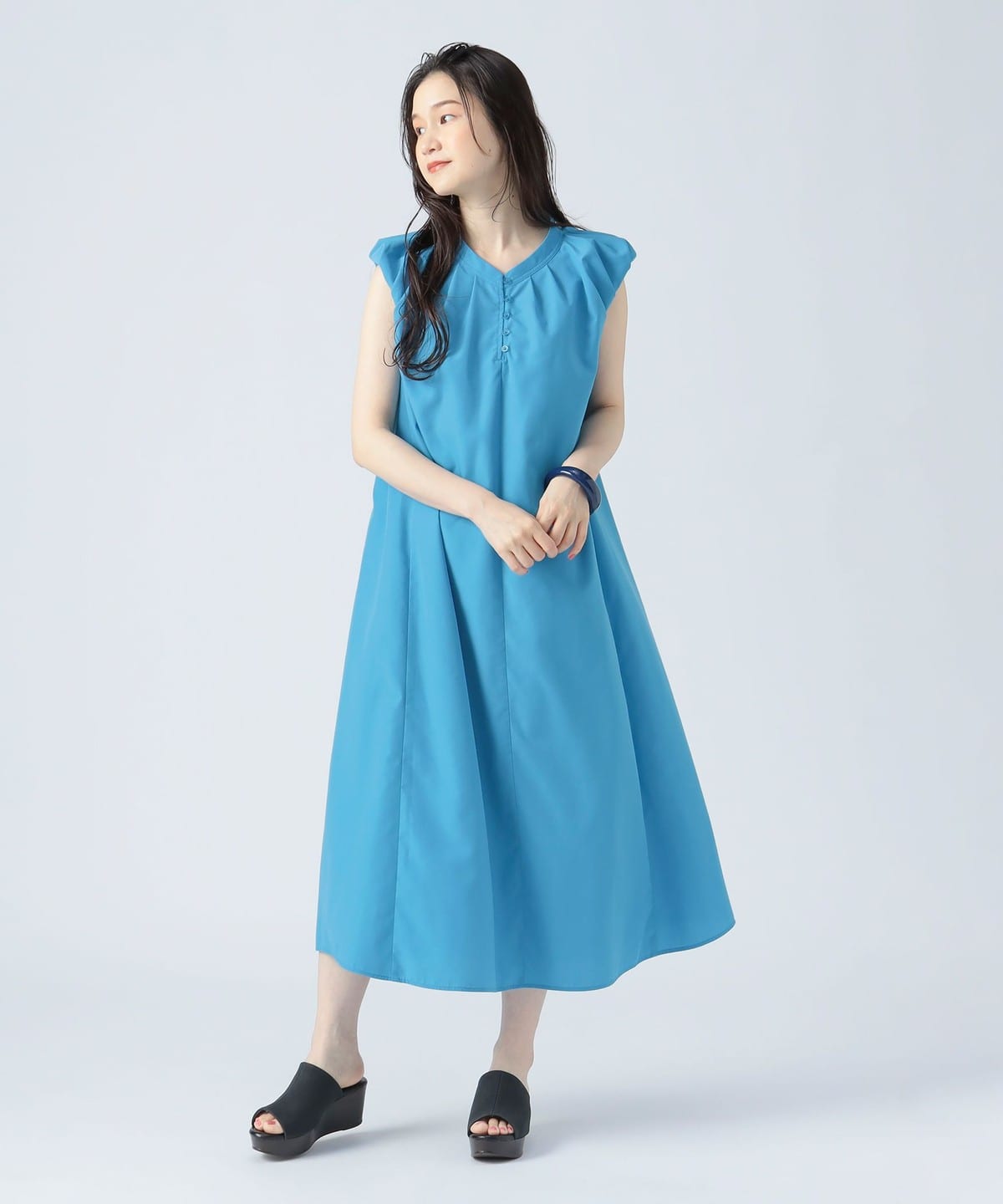 ボリューム スリーブ タック ワンピース ワンピース WOMEN BLUE ONE SIZE ボリューム スリーブ タック ワンピース ワンピース WOMEN BLUE ONE SIZE