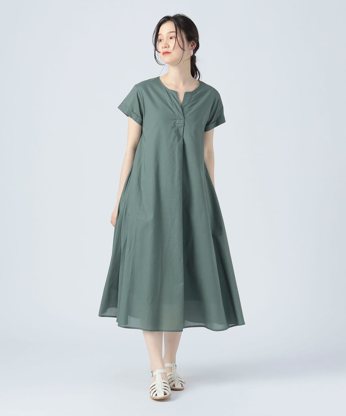 スキッパーネック 2WAY ワンピース ワンピース WOMEN GREEN ONE SIZE スキッパーネック 2WAY ワンピース ワンピース WOMEN GREEN ONE SIZE