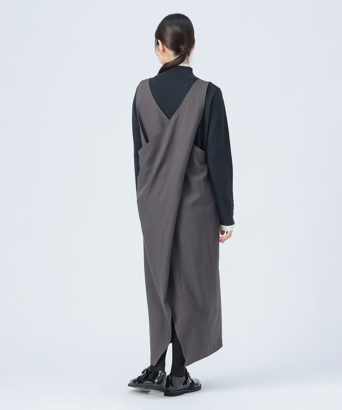 バック ツイスト ジャンパースカート ワンピース WOMEN CHARCOAL ONE SIZE バック ツイスト ジャンパースカート ワンピース WOMEN CHARCOAL ONE SIZE