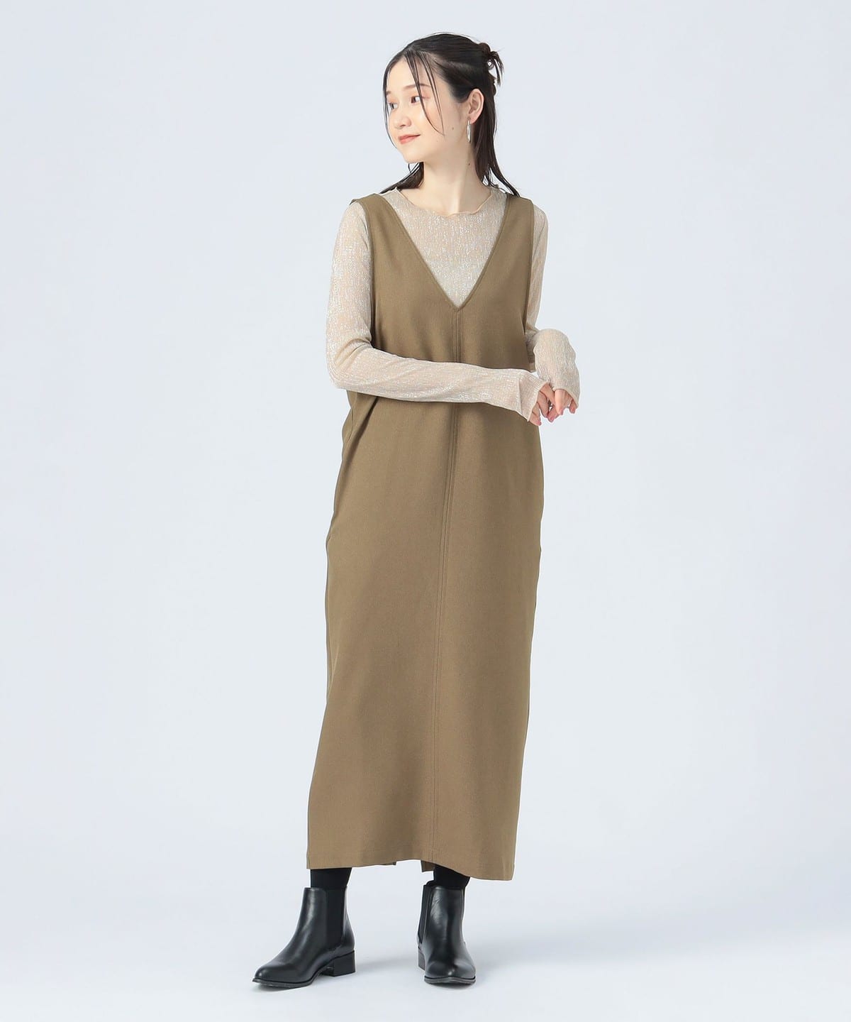 バック ツイスト ジャンパースカート ワンピース WOMEN OLIVE ONE SIZE バック ツイスト ジャンパースカート ワンピース WOMEN OLIVE ONE SIZE