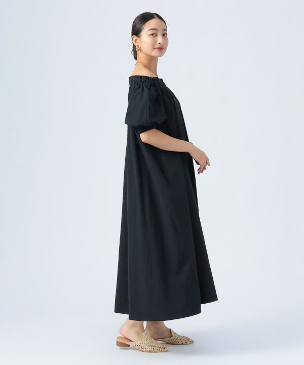 beams❤︎黒のオフショルダーフリルワンピース BEAMS WOMEN｜【8/7再値下げ】【マキシ丈/ハイウエスト/スタイル